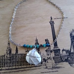 Beautiful blue shell and bead necklace